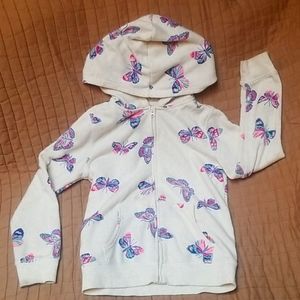 Girls butterfly zipped hoodie sweatshirt